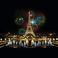 Paris Eiffel Tower & fireworks scratch-art design