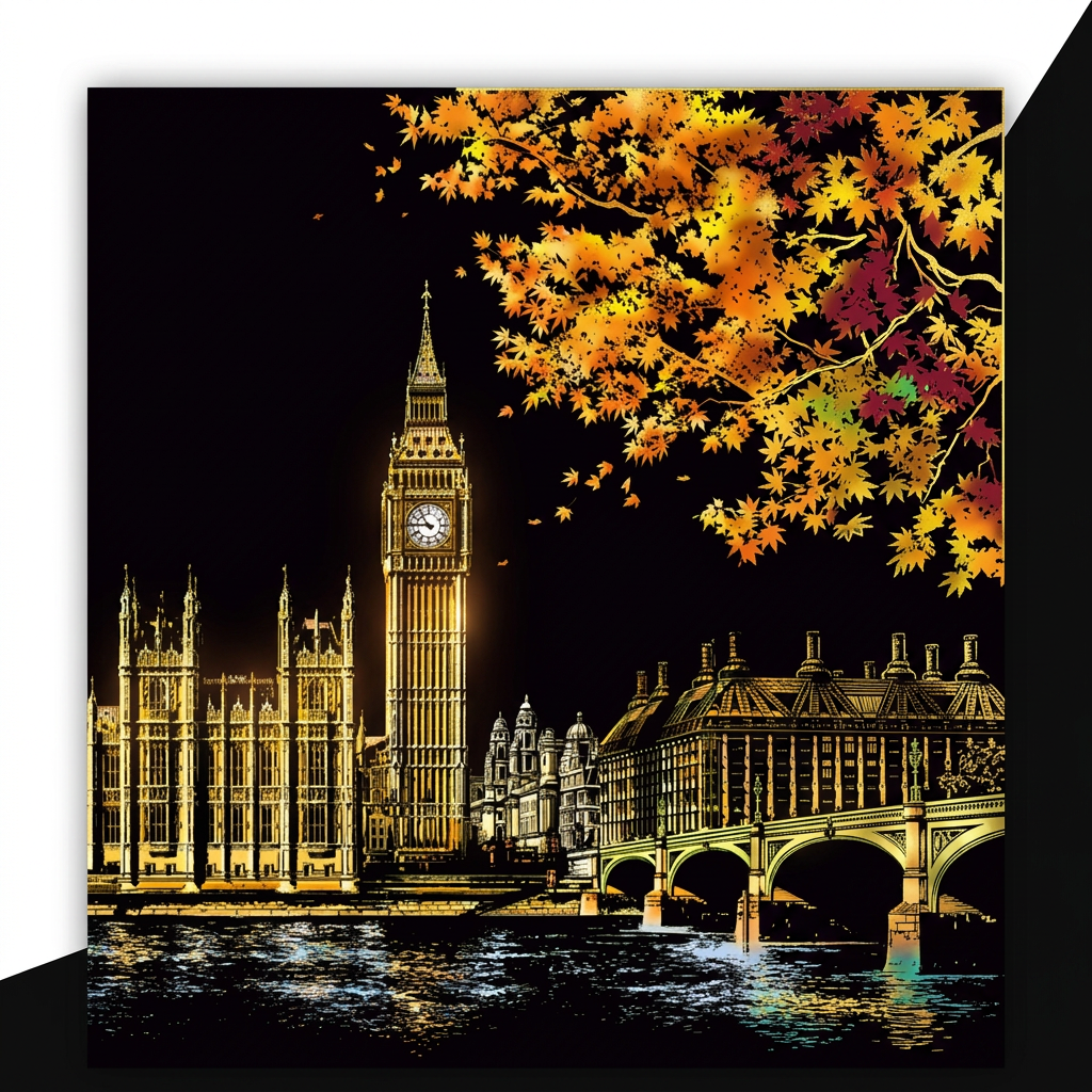 Big Ben scratch-art design