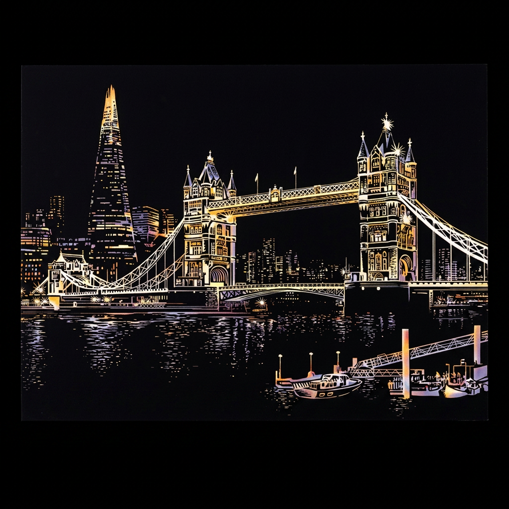 Tower Bridge scratch-art design