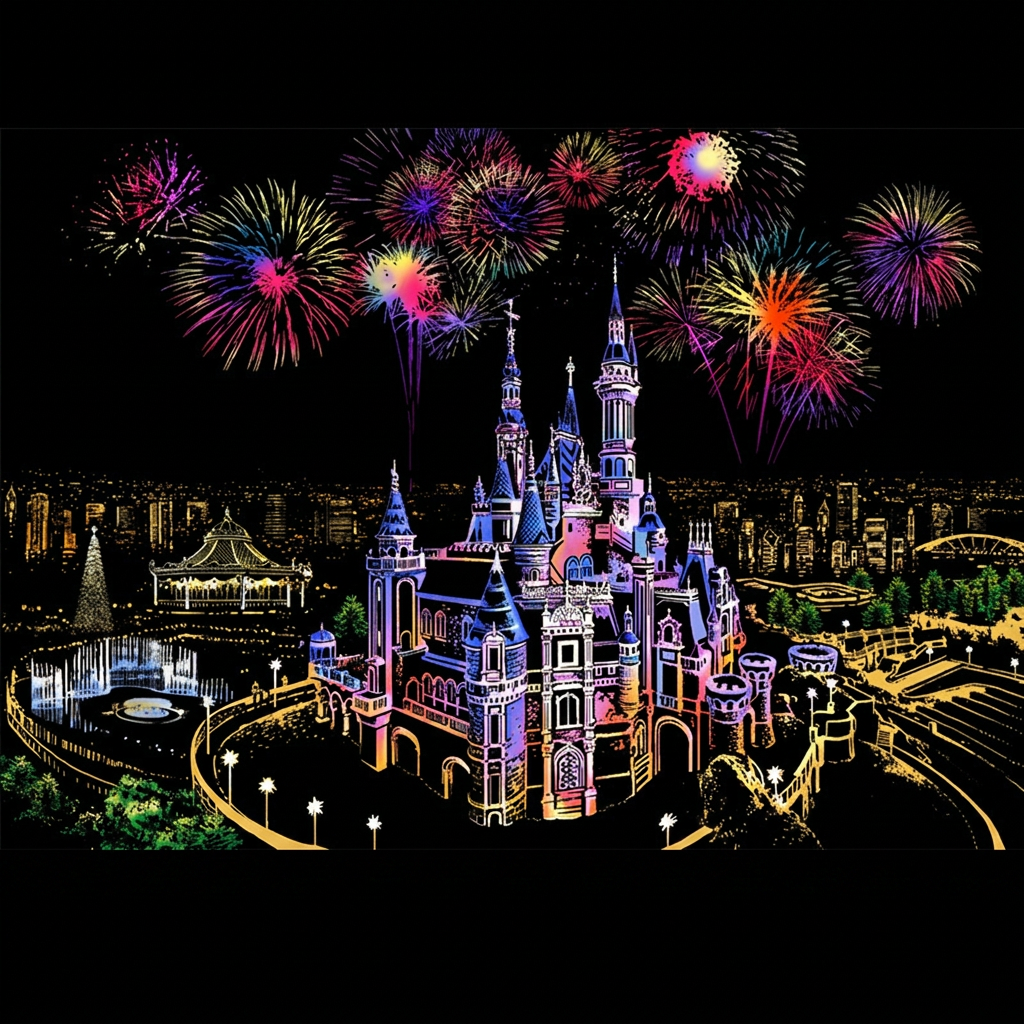 fairytale castle scratch-art design