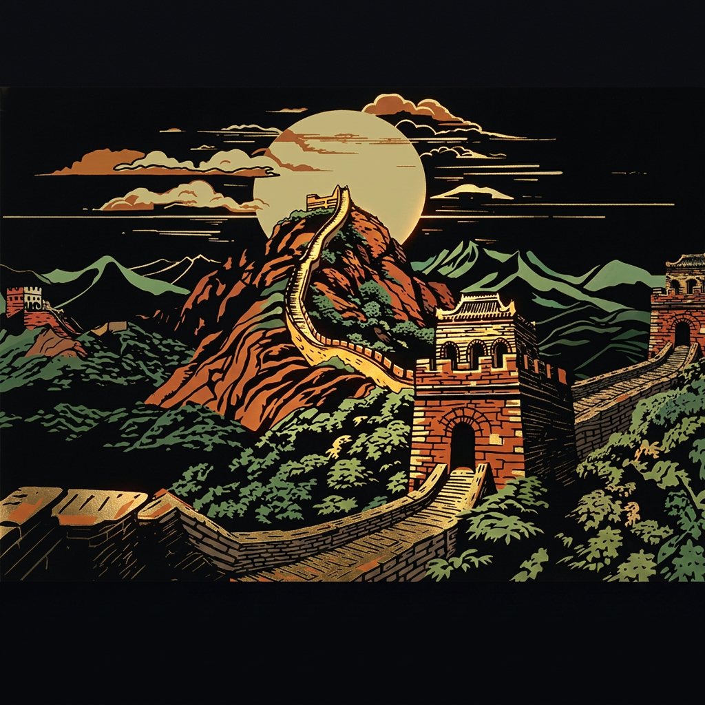 Great Wall of China scratch-art design
