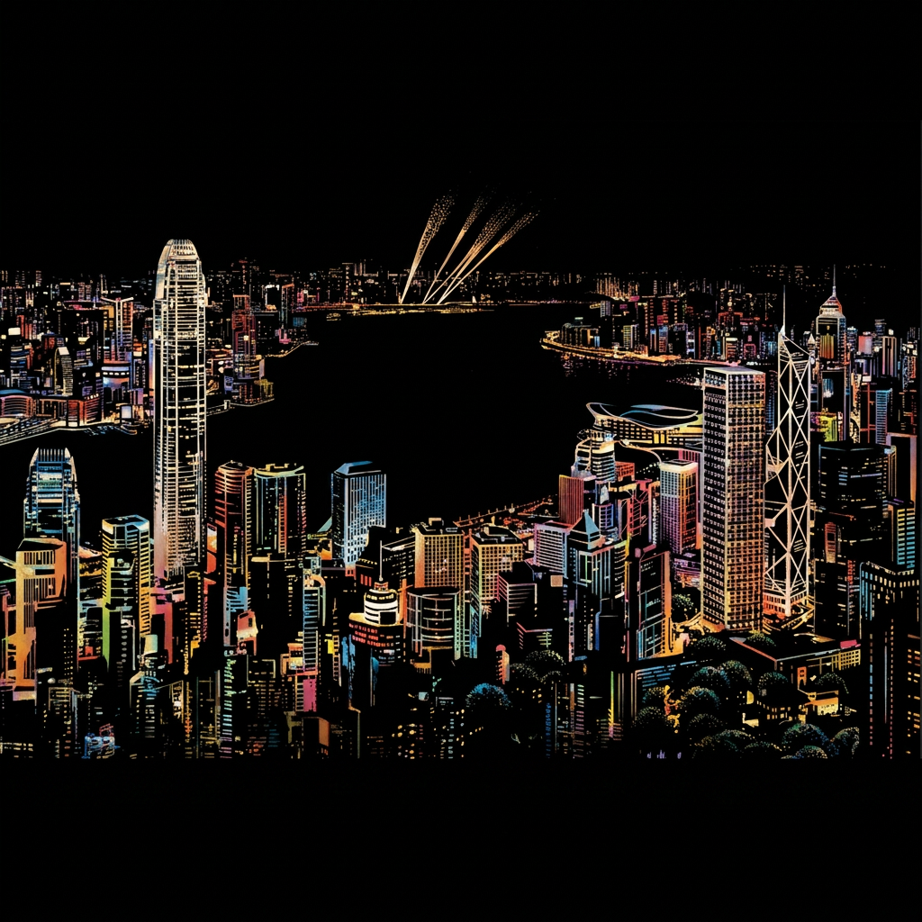 Victoria Harbour scratch-art design