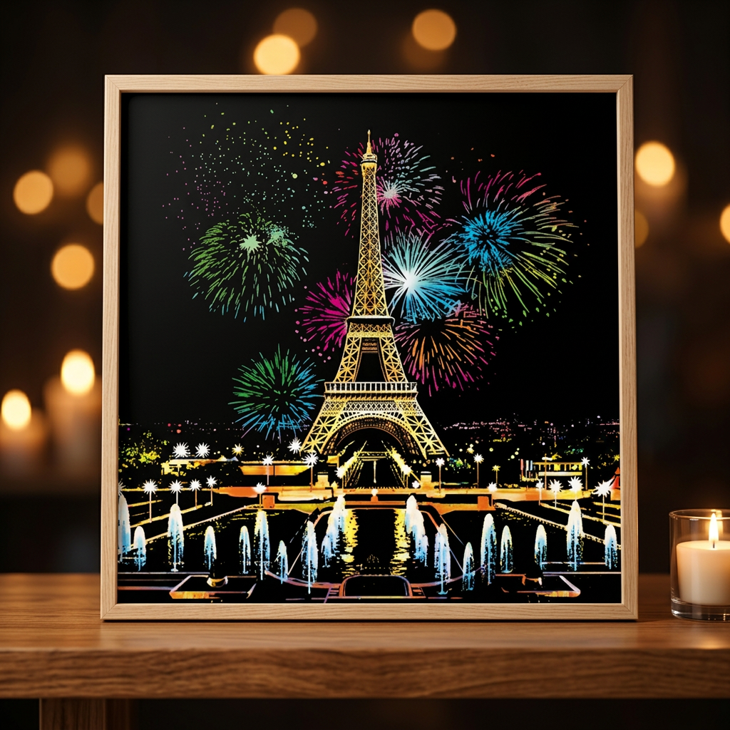 Display frame with scratch art