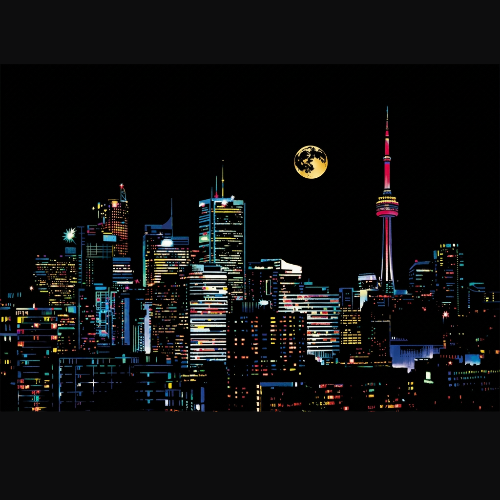 Canada scratch-art design on matte black