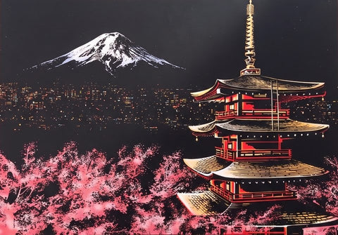 Mount Fuji, finished in color